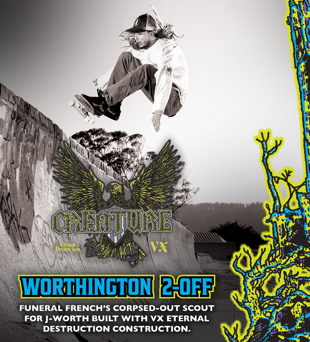 Creature Skateboards John Worthington Pro Model VX Art by Funeral French
