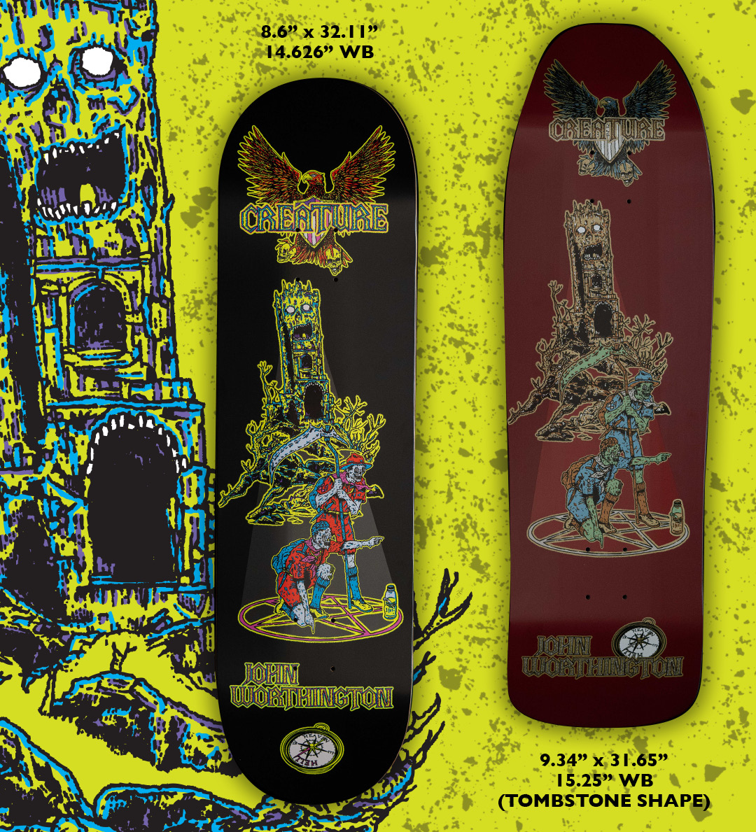 Creature Skateboards John Worthington Pro Model VX Art by Funeral French
