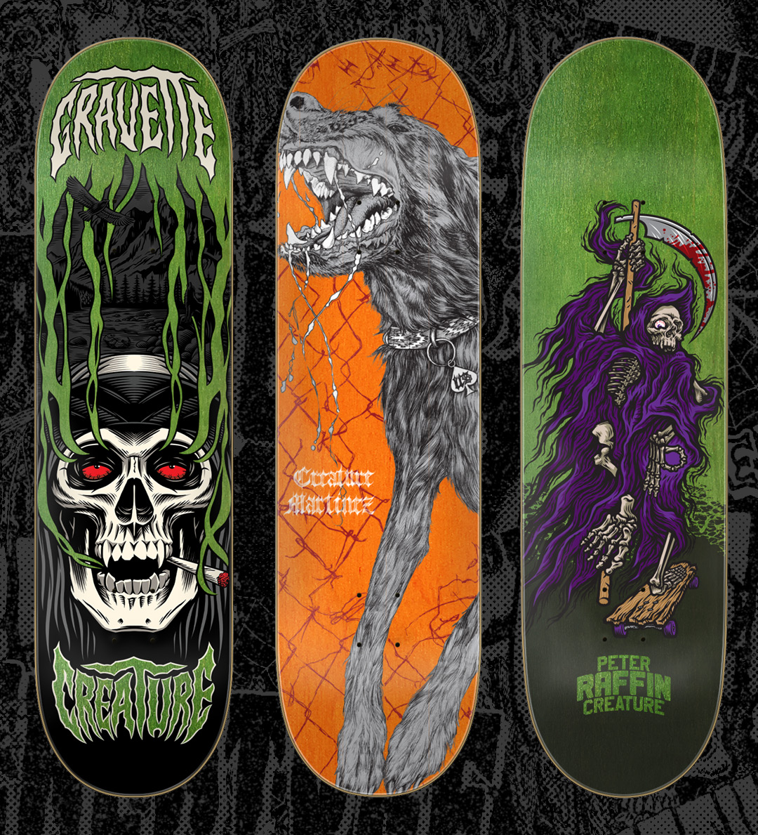 Creature Skateboards Pro 1-Offs David Gravette Milton Martinez Peter Raffin