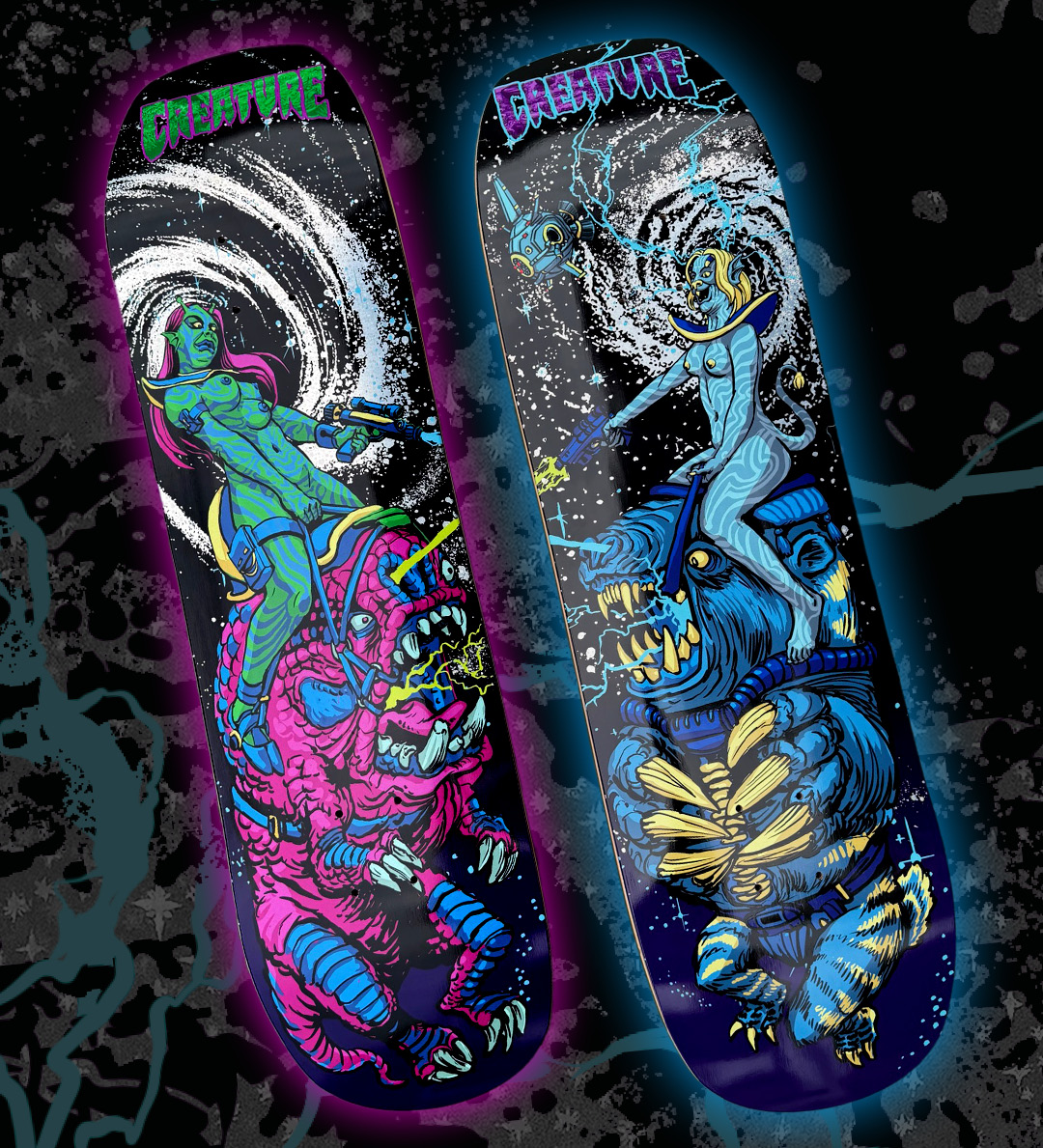 Creature Skateboards Team Cosmo Riders Maggot Maker Shape Art by Stephen Somers