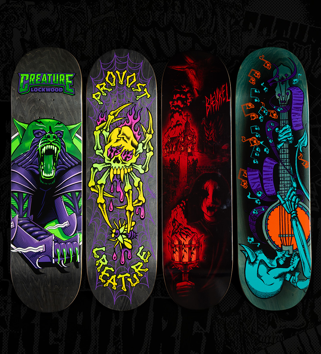 Creature Skateboards Pro Model Cody Lockwood Robo Wolf Collin Provost Skull Spider Kevin Bækkel Torch Stu Graham Strike Fast ll