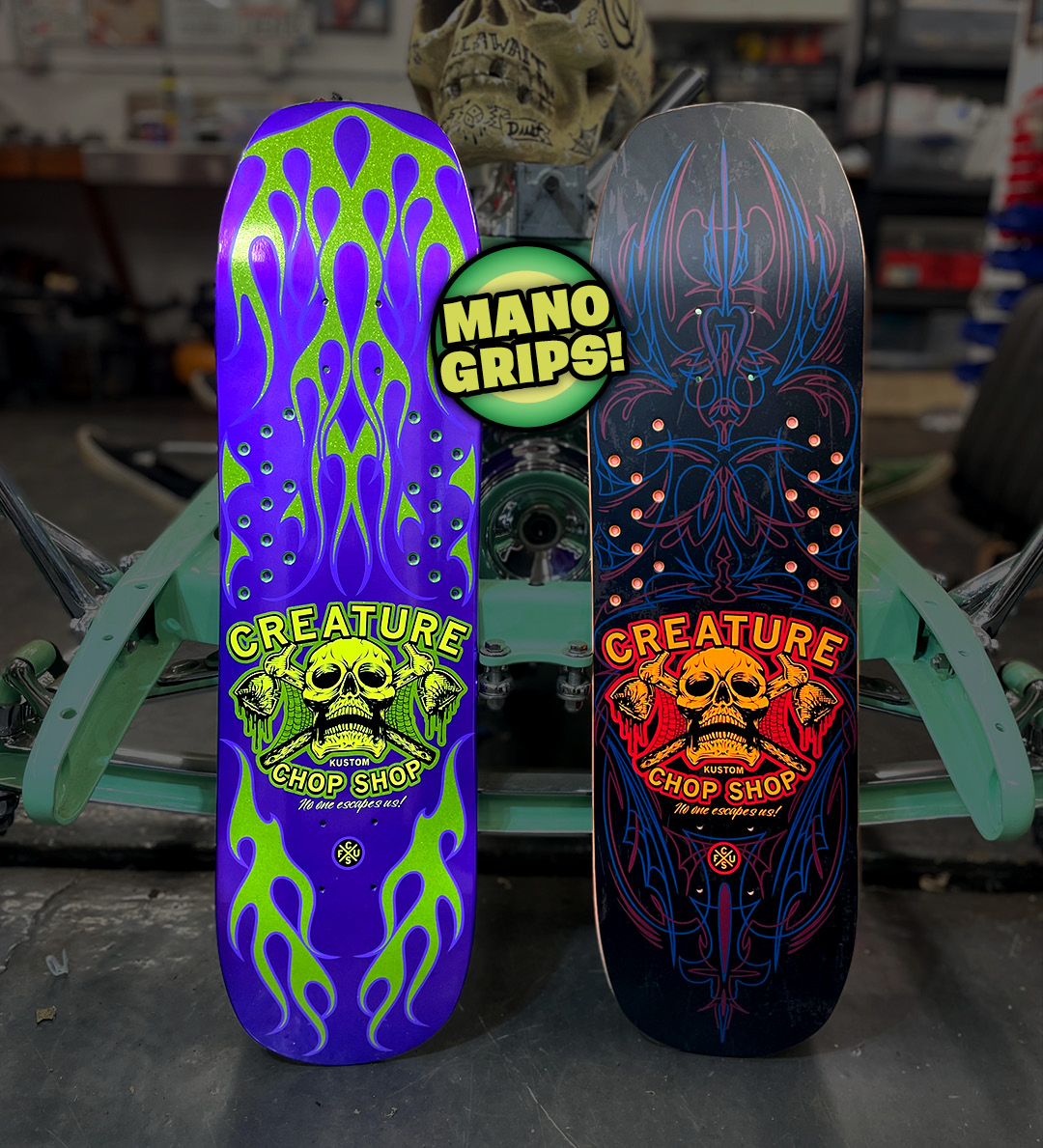 Creature Skateboards Team Chop Shop Maggot Makers Mano Grips