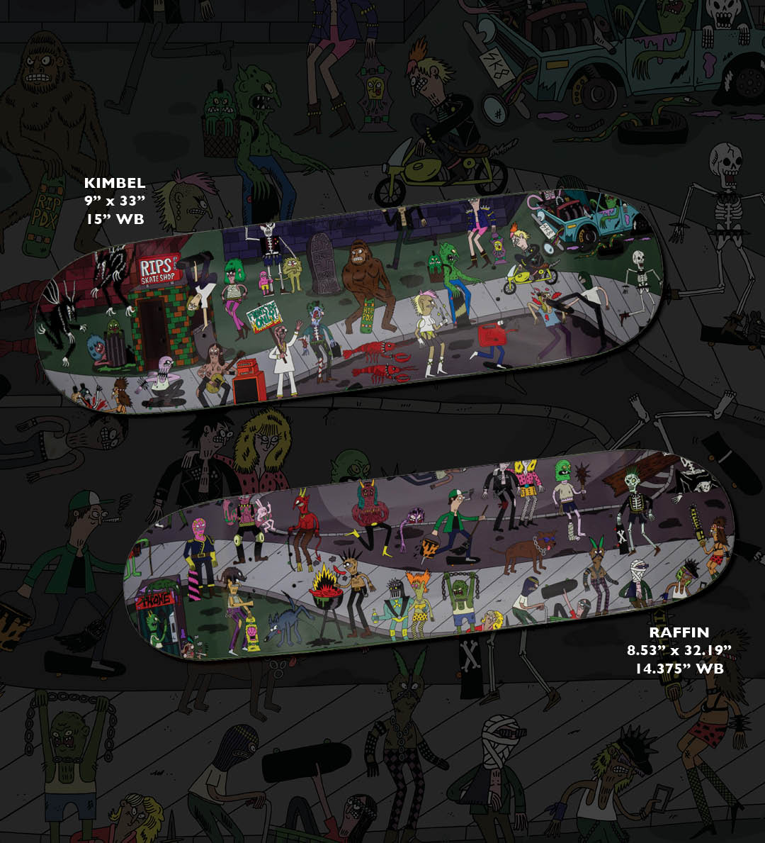 Creature Skateboards Shred Party Deux Pro Series Willis Kimbel Peter Raffin Art by Jay Howell