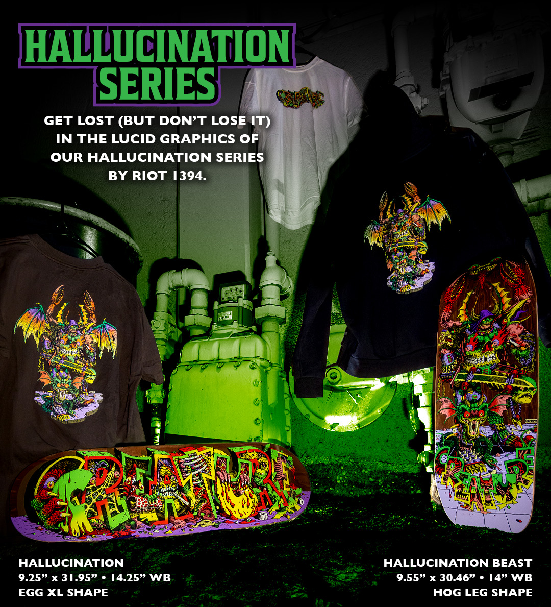 Creature Skateboards Team Shapes Hallucination Collection Art by Riot 1390