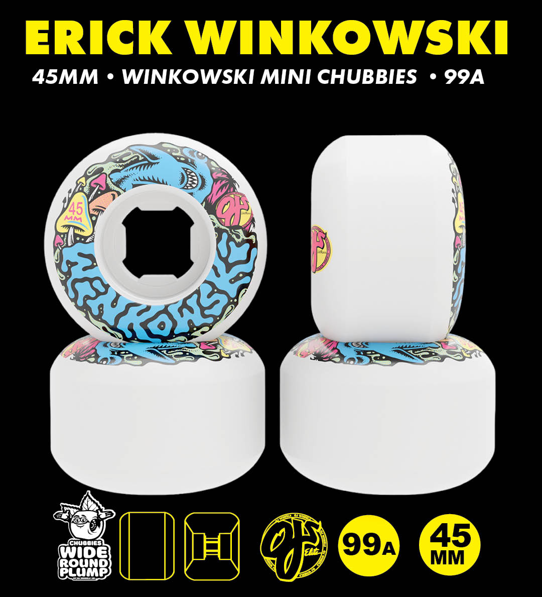 OJ Skateboard Wheels Erick Winkowski Mini Chubbies. 45mm. 99a. Santa Cruz.