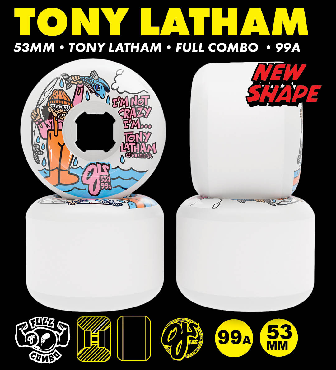 OJ Skateboard Wheels Tony Latham Signature Wheels. Full Combo 53mm 99a. I’m Not Crazy I’m Tony Latham.