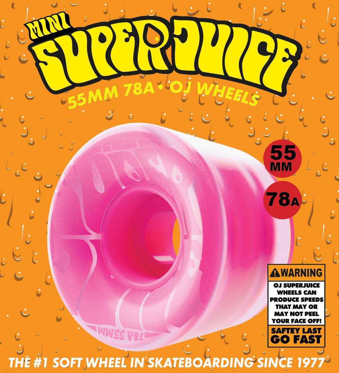 OJ Skateboard Wheels Mini Super Juice Cruiser Wheels. 55mm 78a. Bubblegum pink. The No.1 wheel in skateboarding.