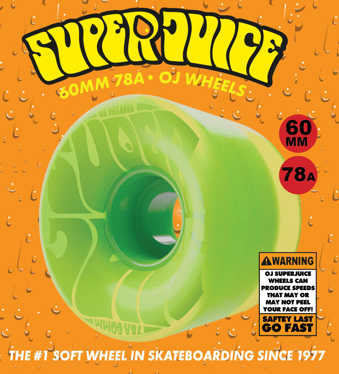 OJ Skateboard Wheels Super Juice Cruiser Wheels. 60mm 78a. Bubblegum Green. The No.1 wheel in skateboarding.