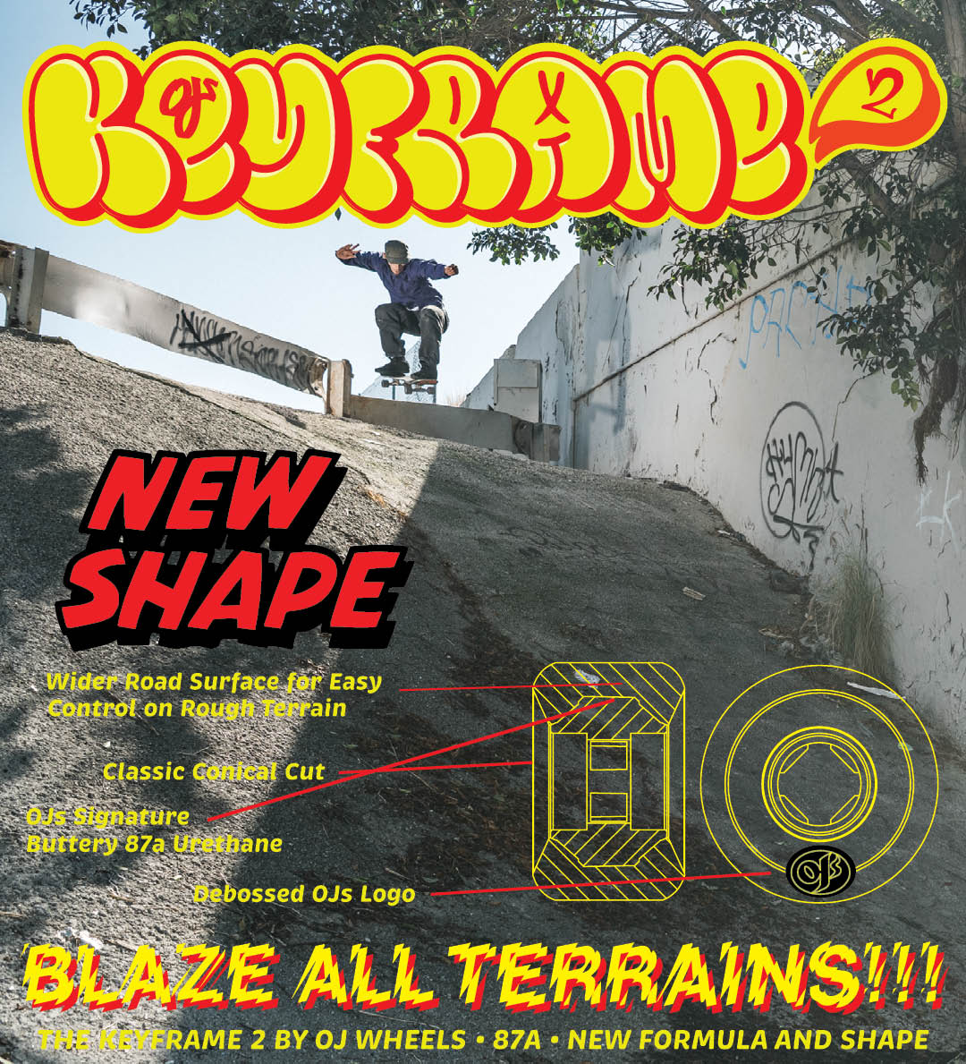 Brand New OJ Wheels Keyframe 2 New Shape. Jake Yanko, ollieing into crust in Long Beach.