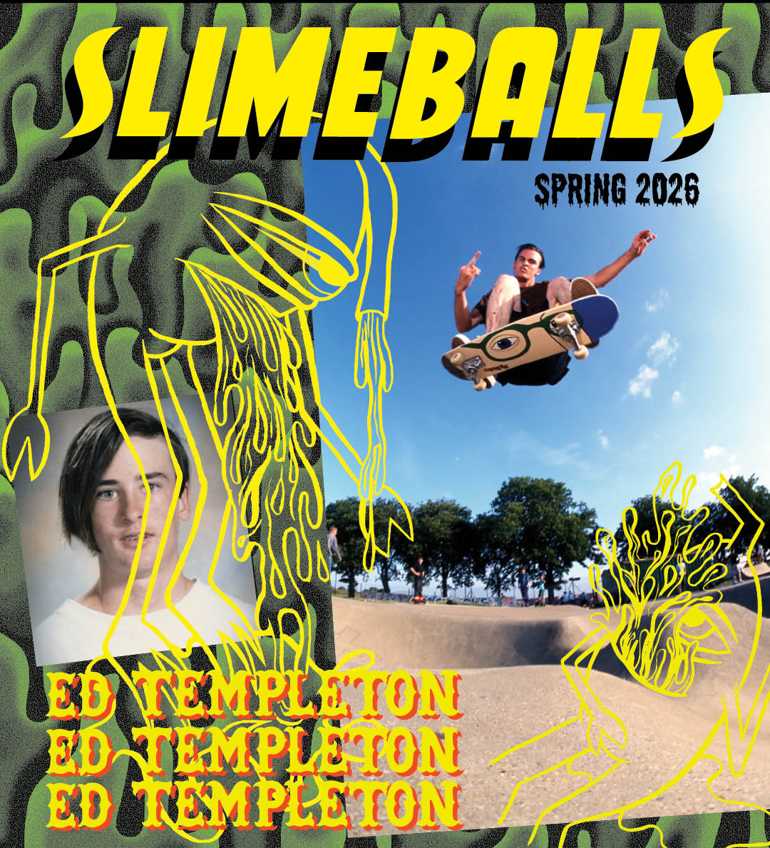 Slimeballs Spring 2026 Catalogue, Limited Edition Ed Templeton Slime Balls Guest Wheels. 54mm 95a and 58mm 99a.