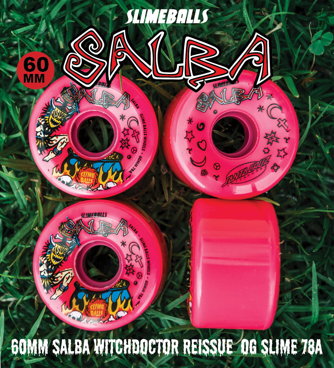 Slime Balls Wheels Salba Witch Doctor re-issue 60mm 78a red wheels.