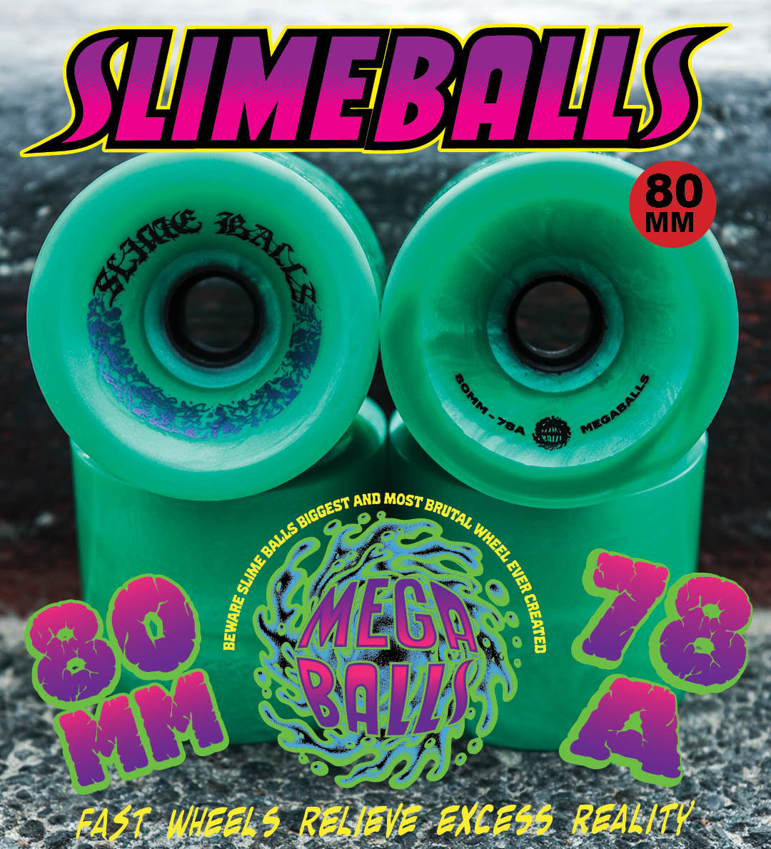 Slime Balls Wheels Mega Balls 80mm 78a green wheels.