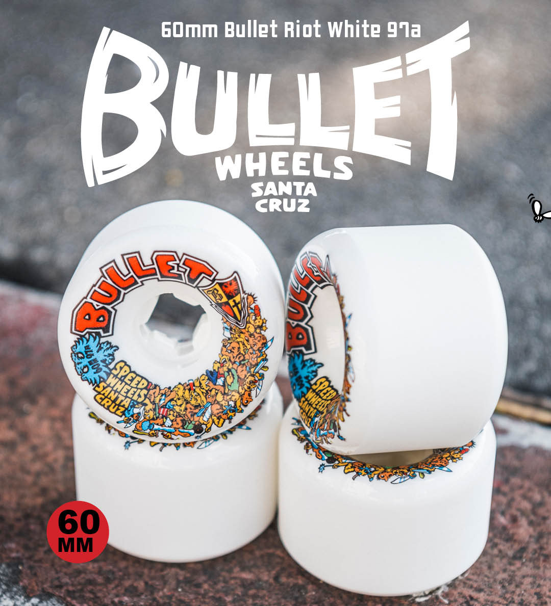 Slime Balls Wheels, Bullet Wheels Sanat Cruz Riot Reissue, 80mm 97a.