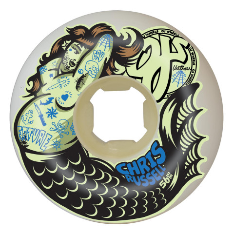 OJ 56mm Chris Russell Sexy Mermaid Double Duro White 99a/95a Skateboard Wheels