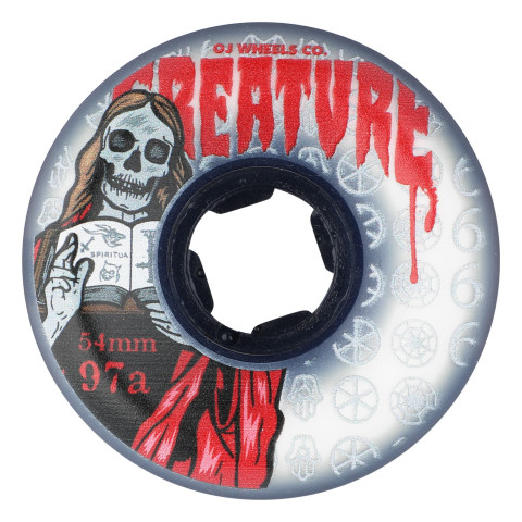 OJ 54mm White Creature Bloodsuckers Hardline 97a Skateboard Wheels